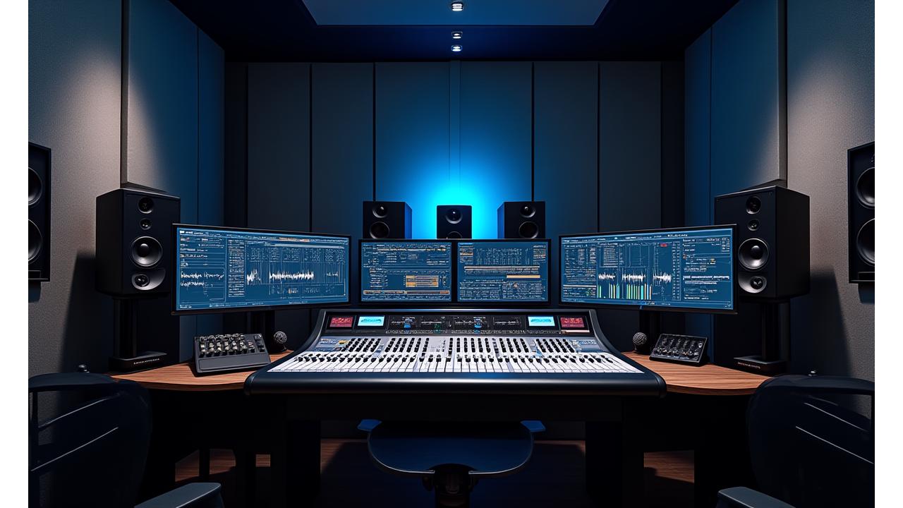 KlangSchmiede Studios Aufnahmebereich mit Mikrofon und Mischpult